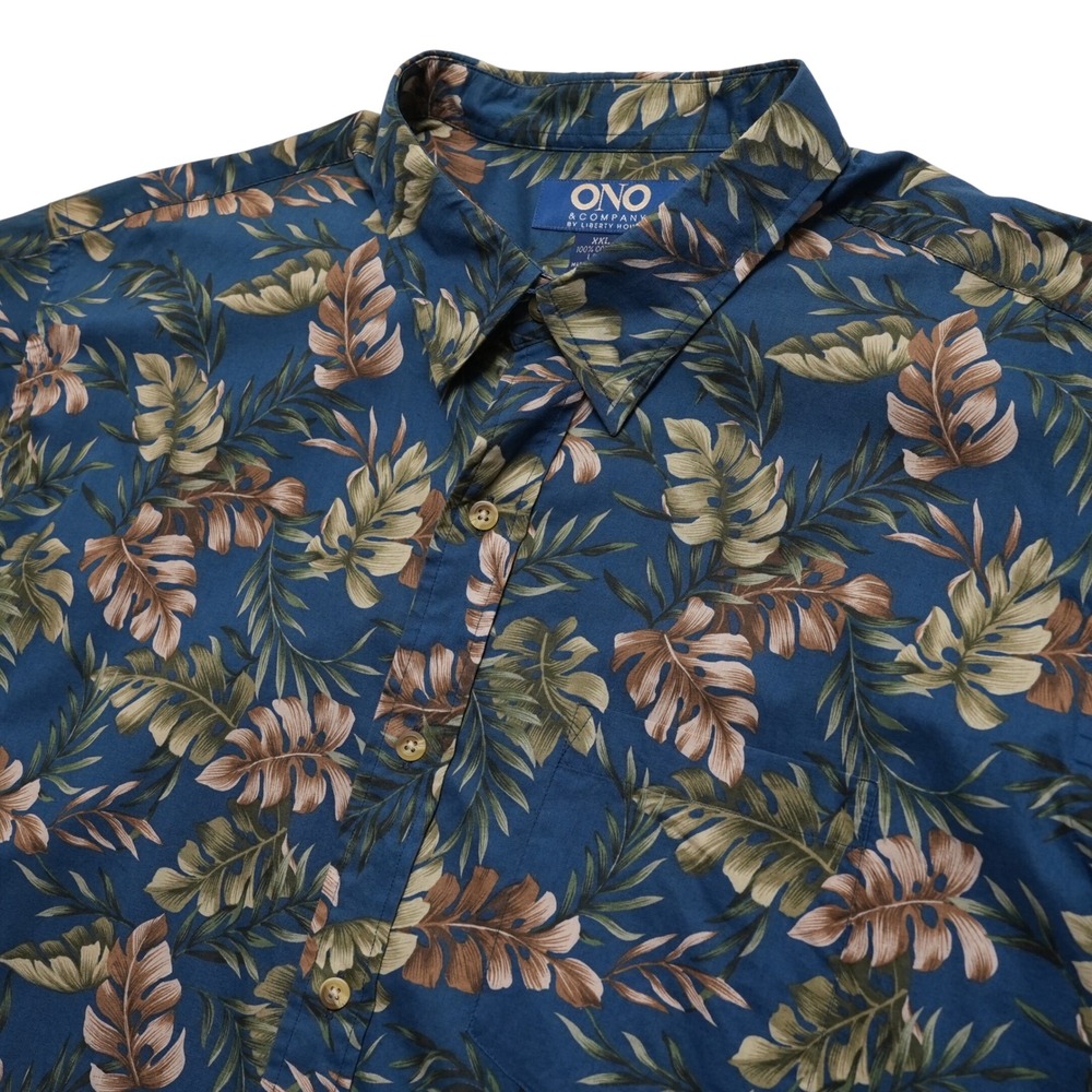 Ono & Company Aloha Shirt Mens XXL Blue Tropical Floral Button Up Liberty House